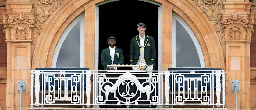 Temba Bavuma and Pat Cummins on the Lord's balcony