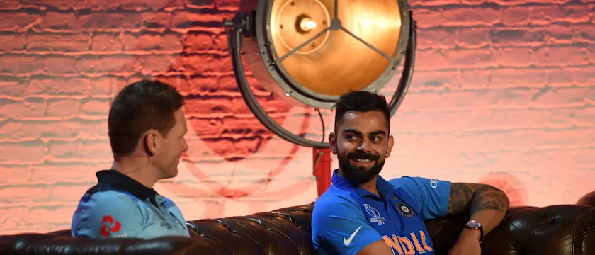 Eoin Morgan and Virat Kohli, ICC Captain's Media Day, May 23 2019
