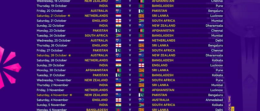 CWC23 Full Fixtures