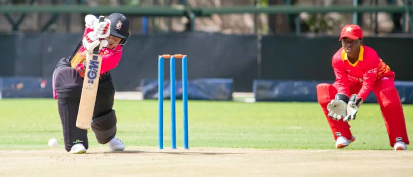 PNG Women in action in their first-ever official ODI game | Image courtesy: Zimbabwe Cricket