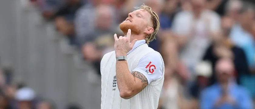 Ben Stokes celebrates his century against India in Manchester