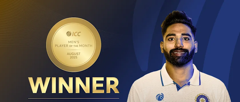 ICC Men's Player of the Month August 2025 Winner Mohammed Siraj