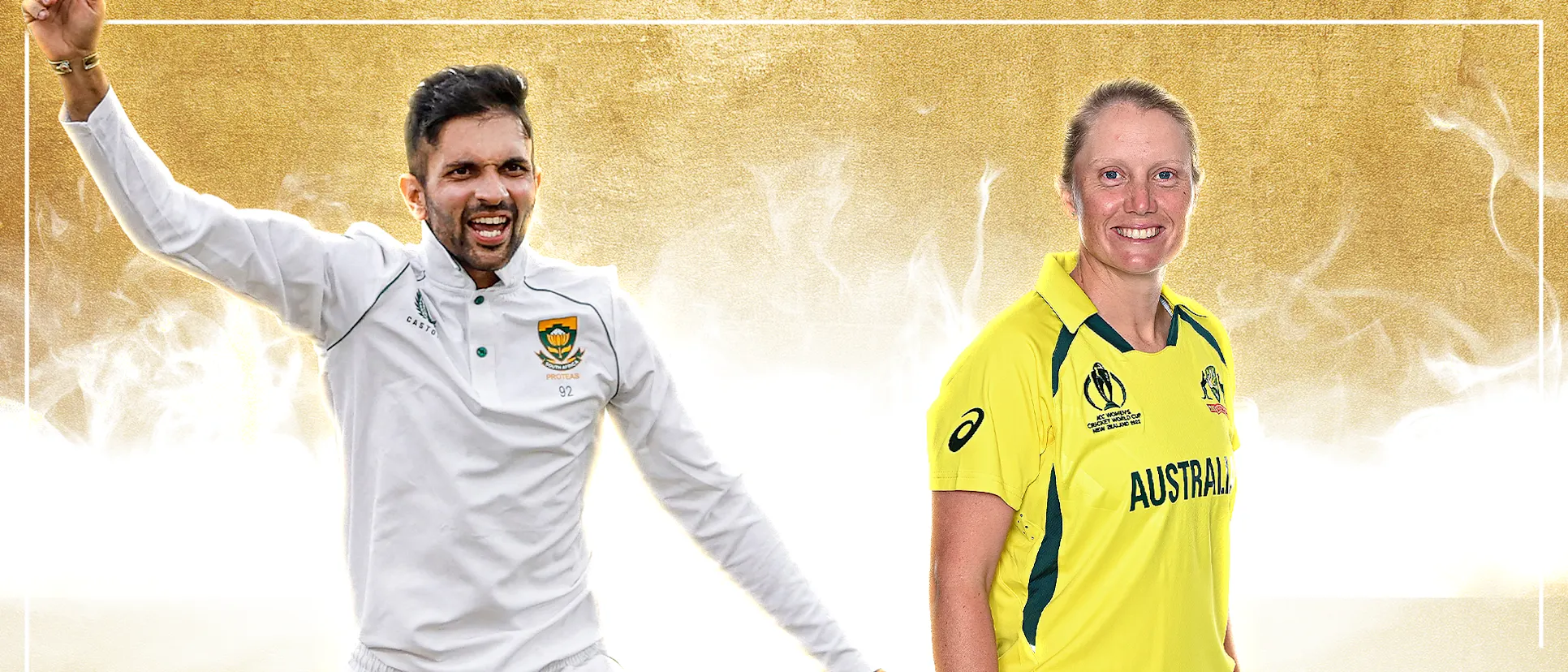 Logo of Keshav Maharaj and Alyssa Healy - ICC POTM for April 2022
