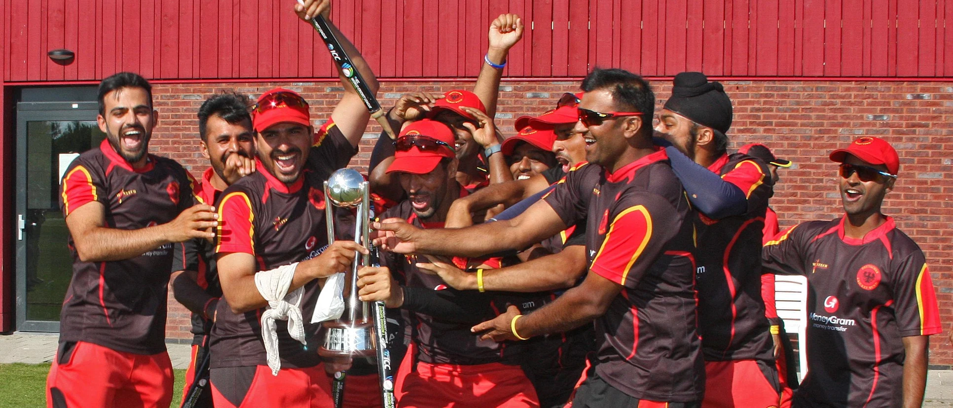 German team celebrates with their trophy.