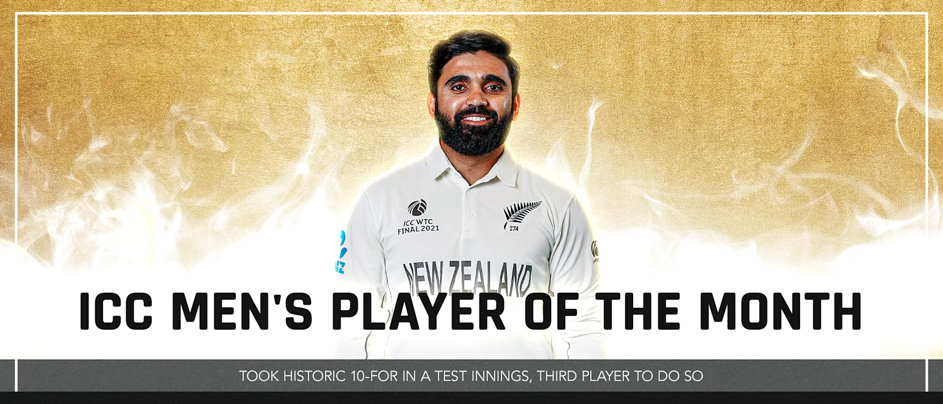 Logo of Ajaz Patel – ICC Men's POTM December 2021