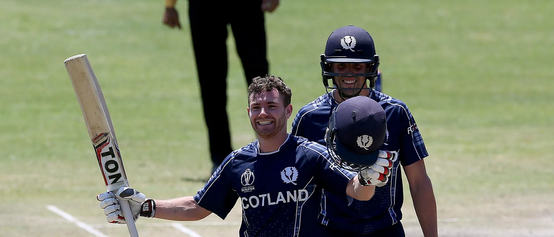Logo of Matthew Cross led the Scotland batting charge with a 135-ball 114