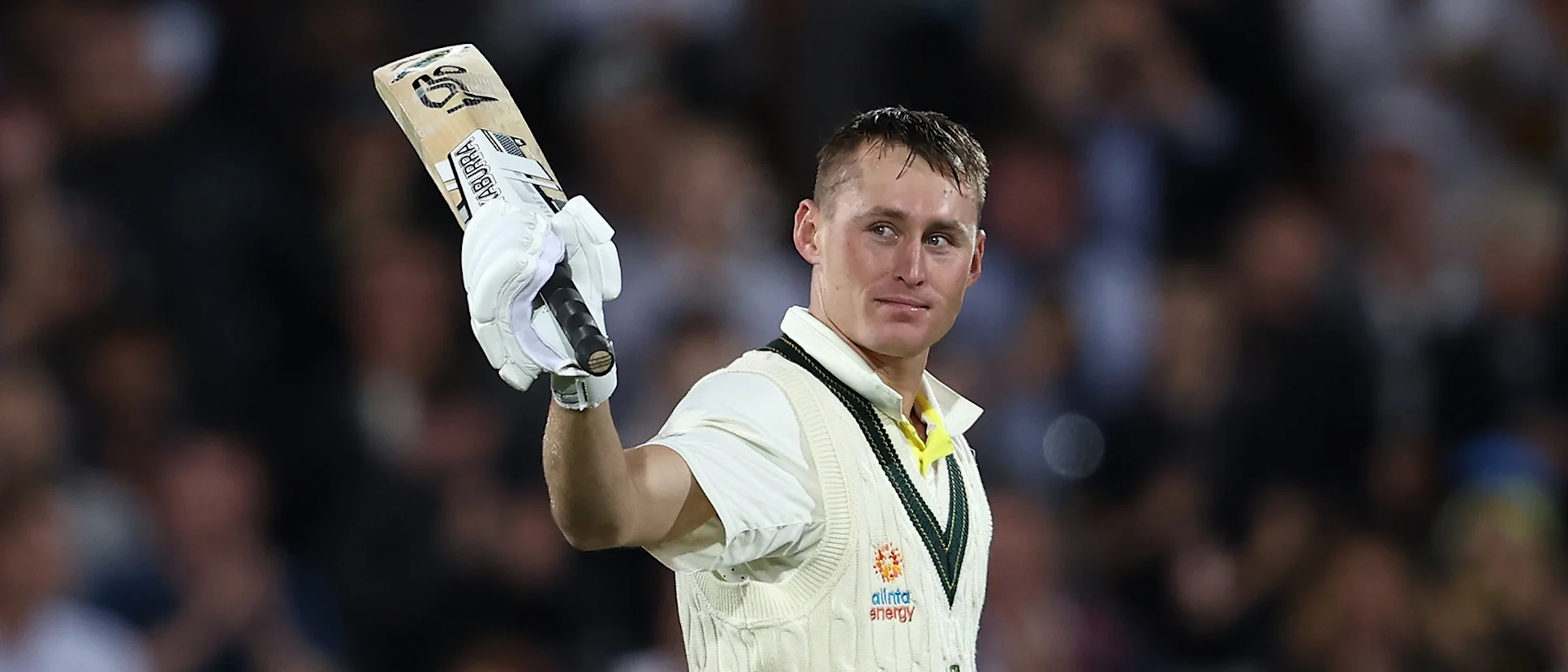 Logo of Marnus Labuschagne of Australia celebrates making his century during day one of the Second Test Match in the series between Australia and the West Indies 1920x1080
