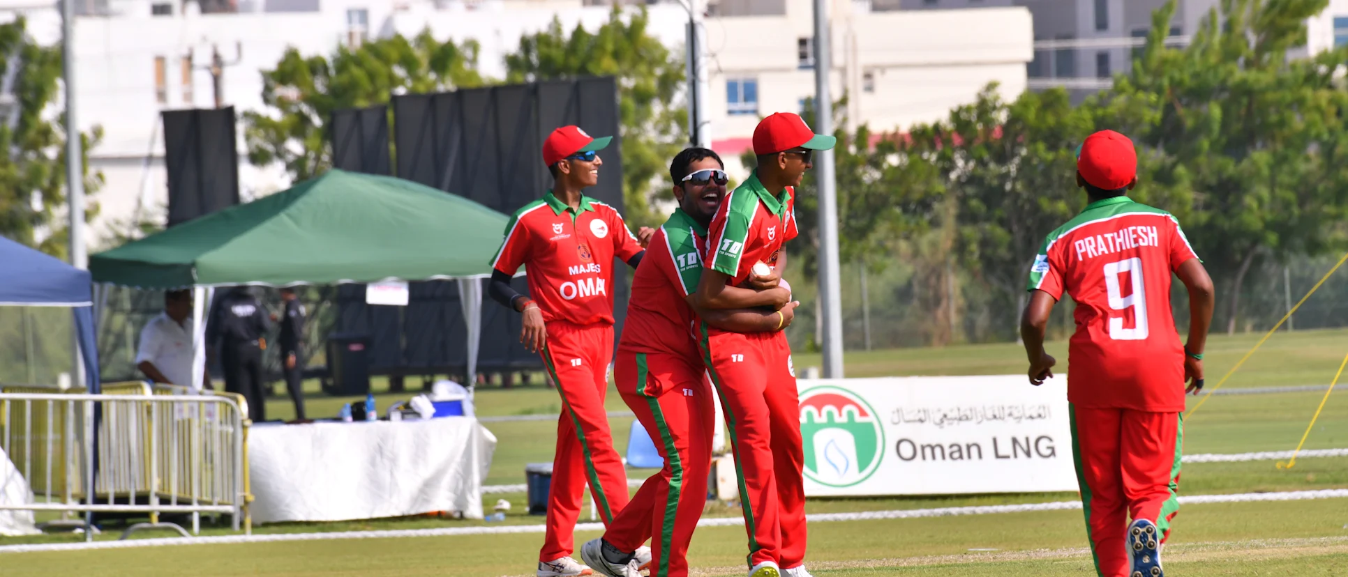 Oman players celebrating