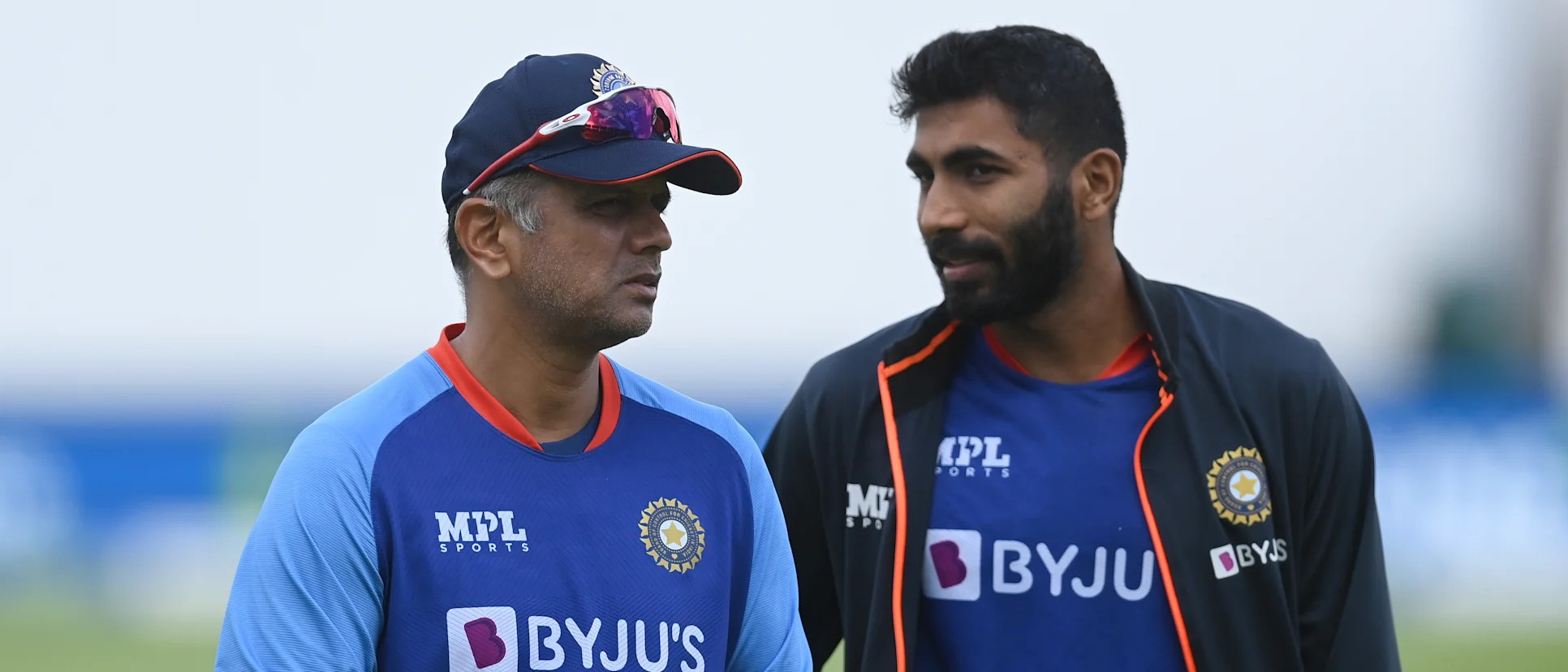 Logo of Coach and captain – Rahul Dravid and Jasprit Bumrah converse on the eve of the England-India Test