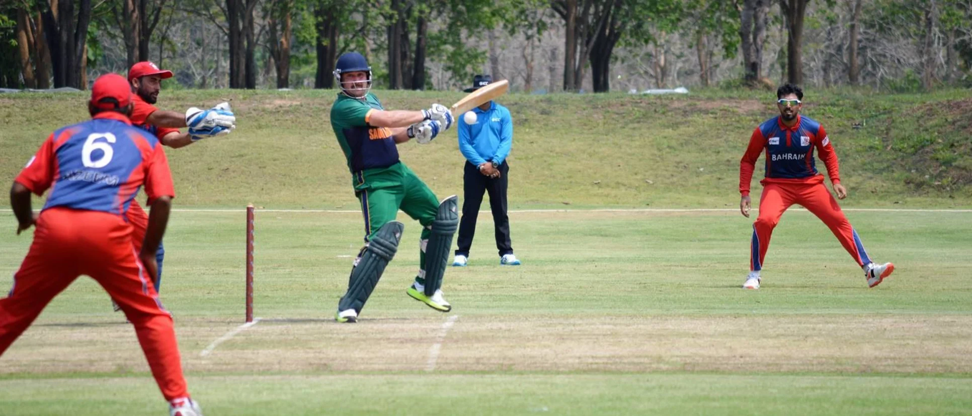 Logo of Saudi Arabia made it two wins out of two as they made up for lost time after a delayed start to beat Bahrain by six wickets at Royals