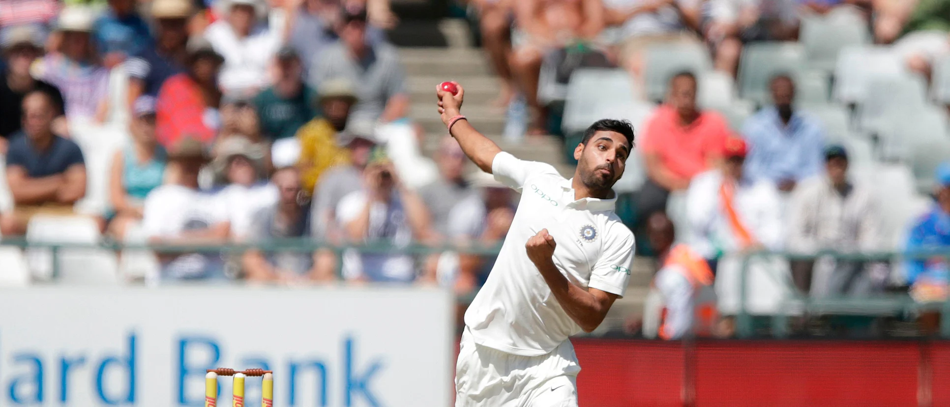 Logo of Bhuvneshwar Kumar caused problems from ball one