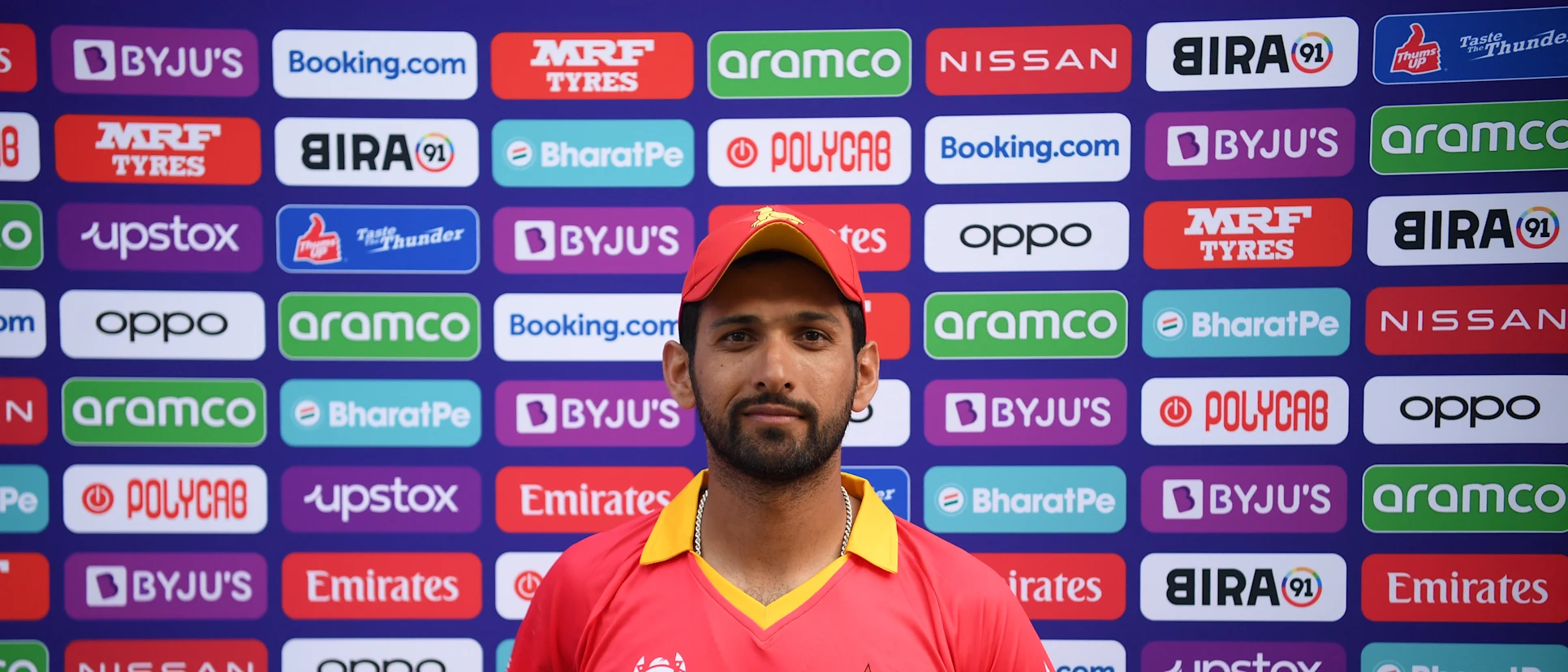 Logo of Sikandar Raza of Zimbabwe poses after being named Player of the Match following the ICC Men's Cricket World Cup Qualifier Zimbabwe 2023 match between Zimbabwe and the Netherlands at Harare Sports Club on June 20, 2023 in Harare, Zimbabwe.