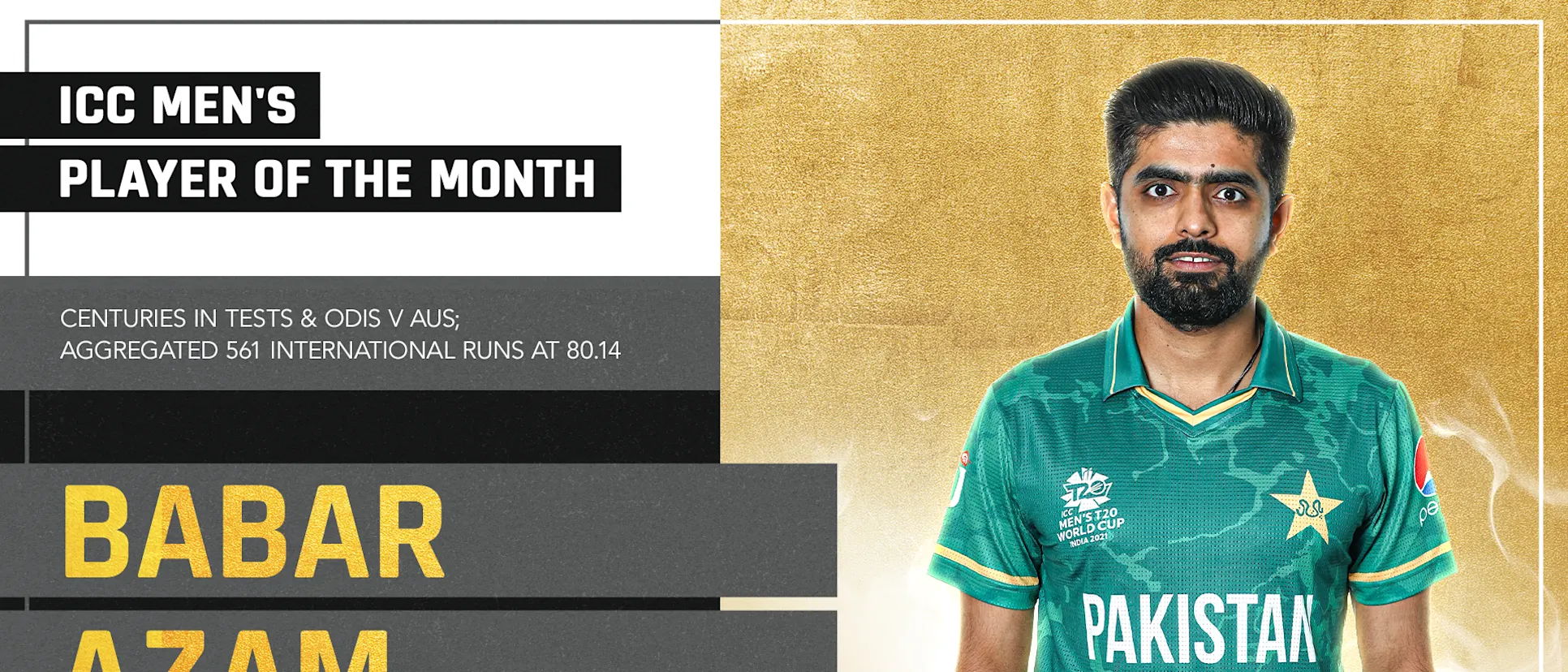 Logo of Babar Azam was voted the ICC Men's Player of the Month for March 2022