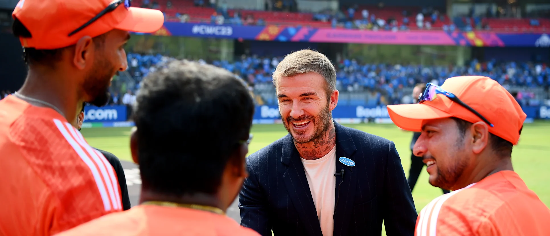 Logo of David Beckham with India players