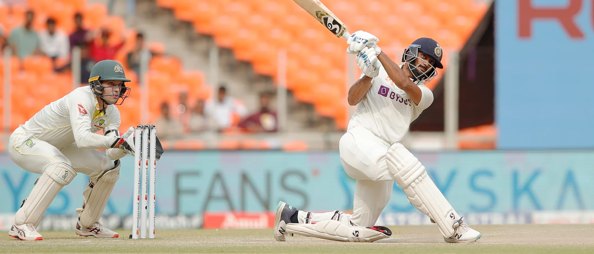 Logo of Axar Patel scored a cracking 79 in the fourth Test with five fours and four sixes