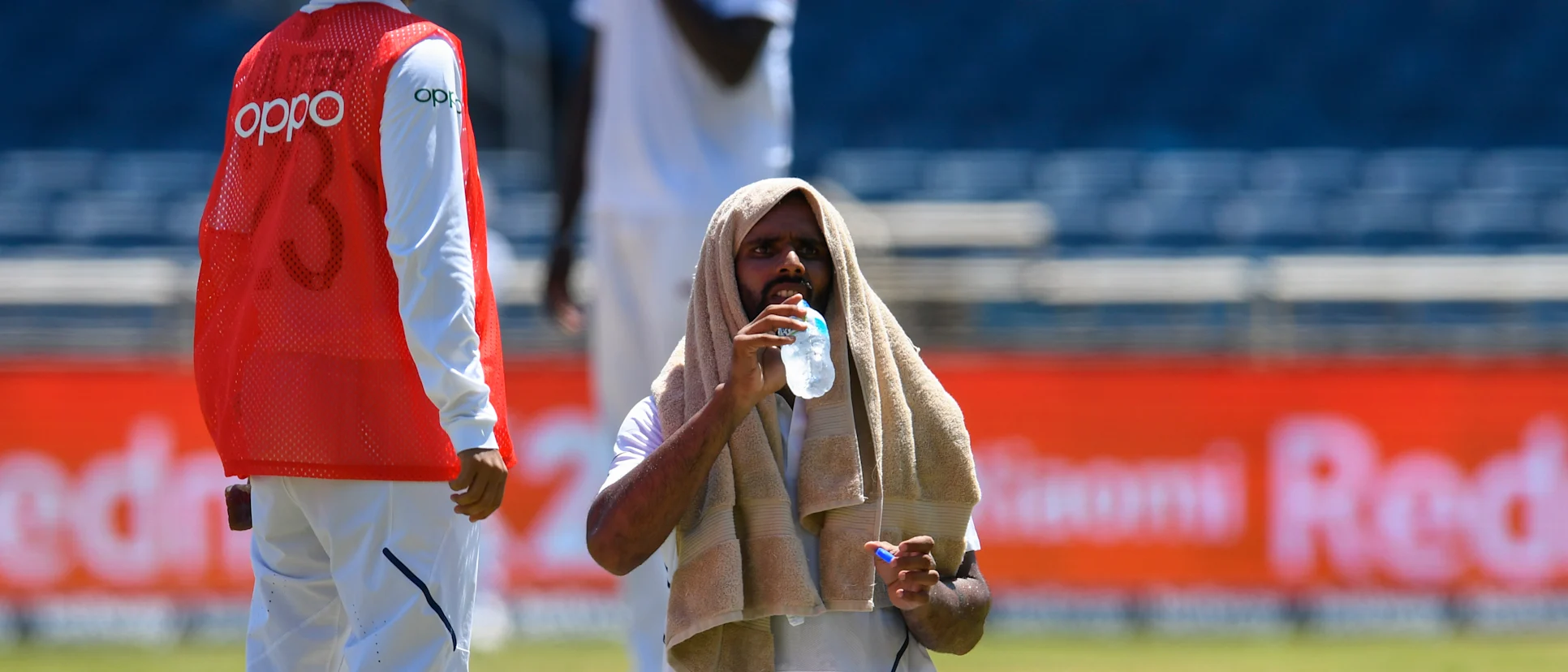 Logo of Hanuma Vihari takes a moment to cool down during the course of his century