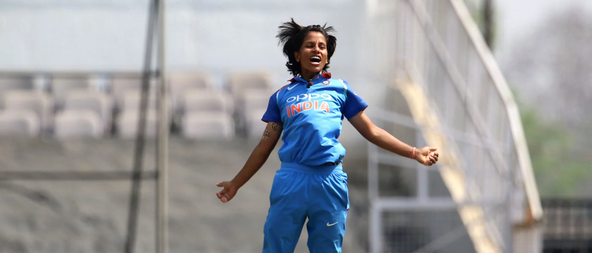 Logo of Poonam Yadav was India's star bowler, finishing with figures of 4/30