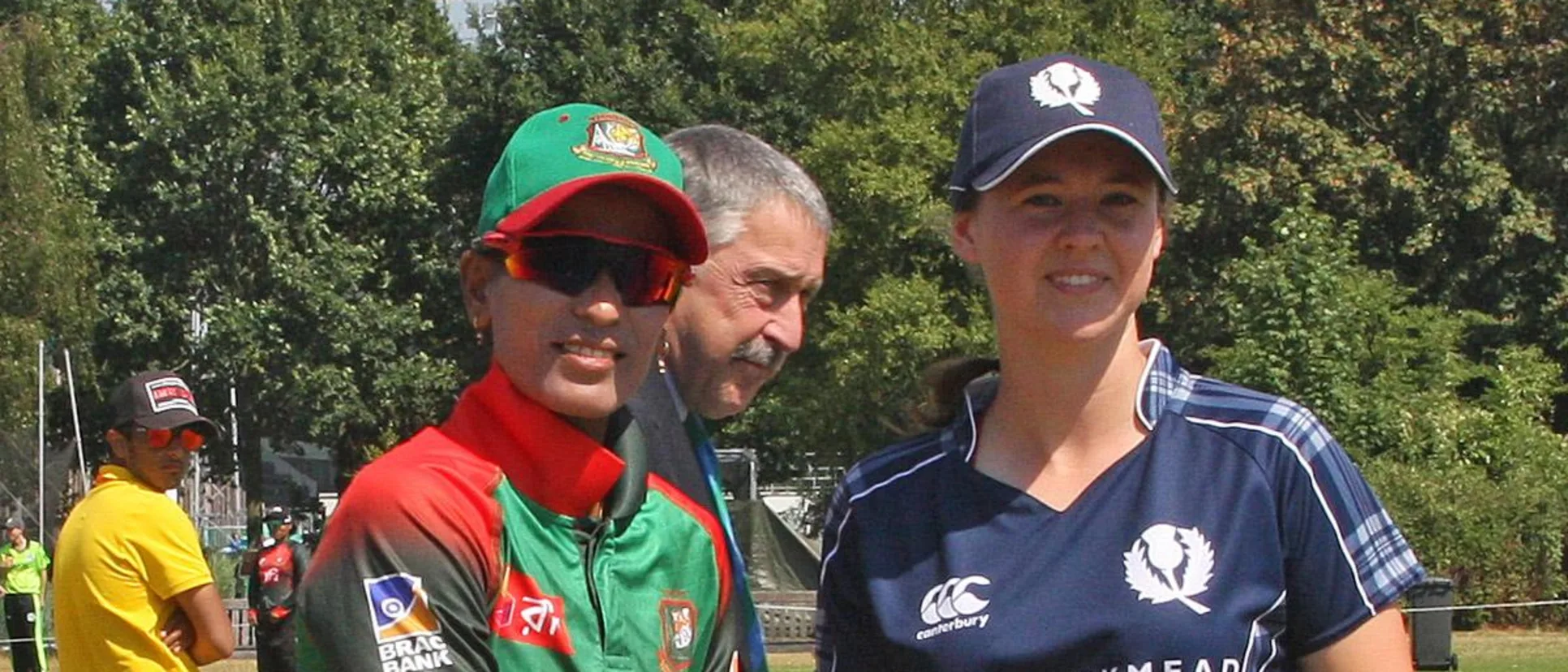 Logo of Captains Salma Khatun and Kathryn Bryce, 2nd Semi-Final: Bangladesh Women v Scotland Women, VRA Ground, 12th July 2018.
