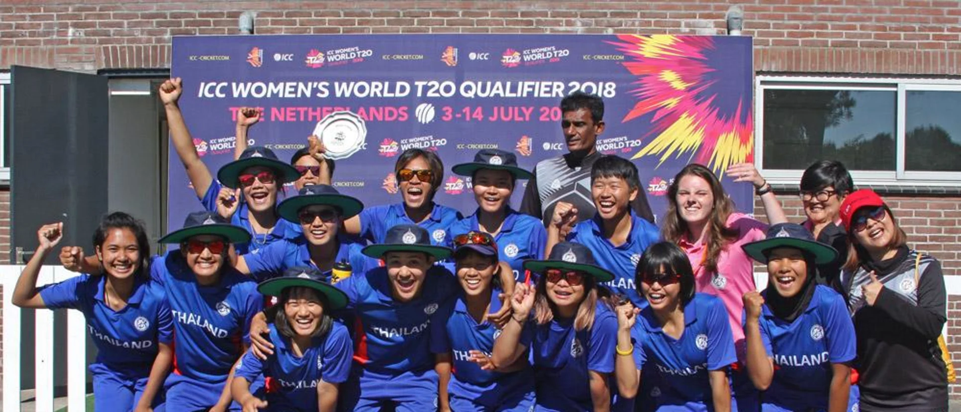 Logo of Team Thailand with the Trophy, 5th Place play-off Uganda v Thailand, VRA, 14th July 2018.