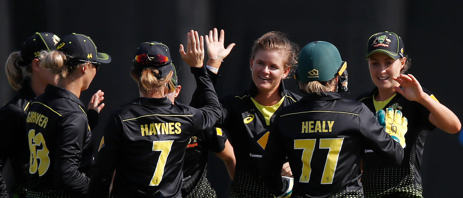 Logo of Jess Jonassen returned figures of 5/12 in her four overs