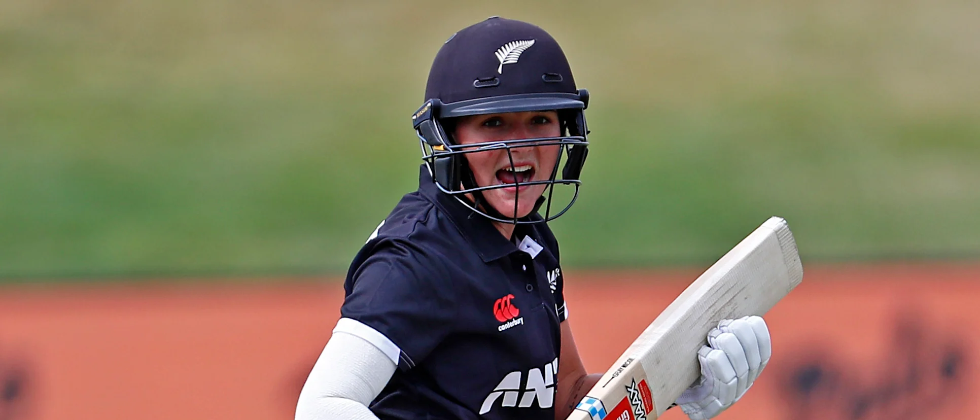White Fern Amelia Kerr bats during game three in the One Day International series between the New Zealand White Ferns and India