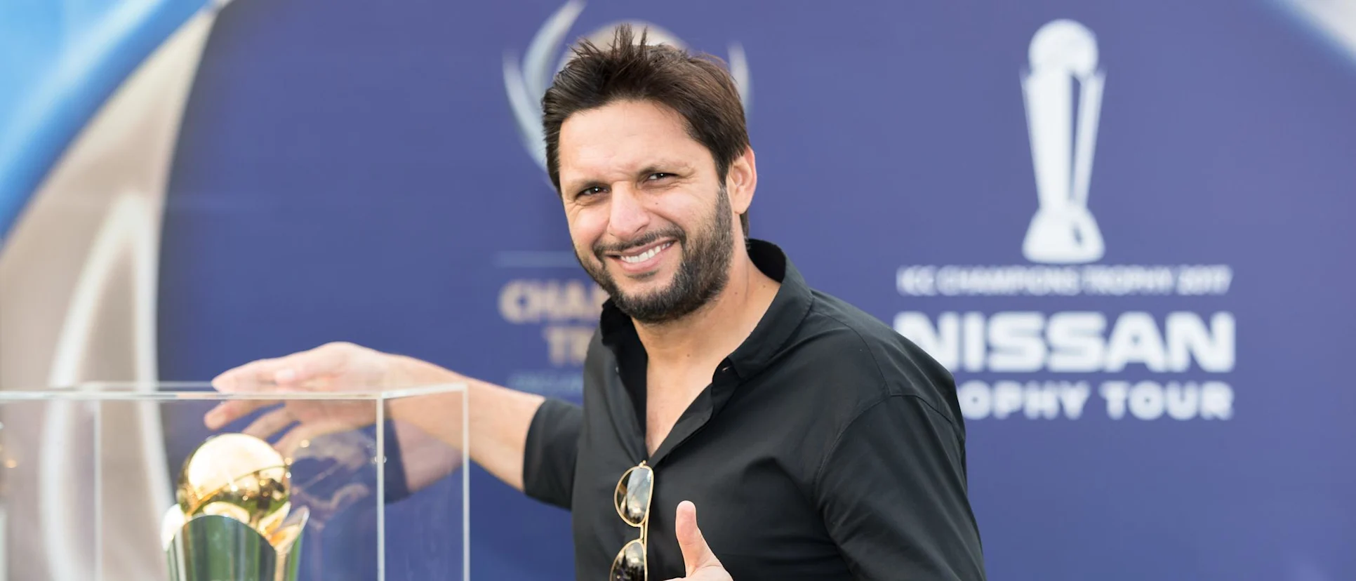 Shahid Afridi at ICC Champions Trophy 2017 Nissan Trophy Tour launch