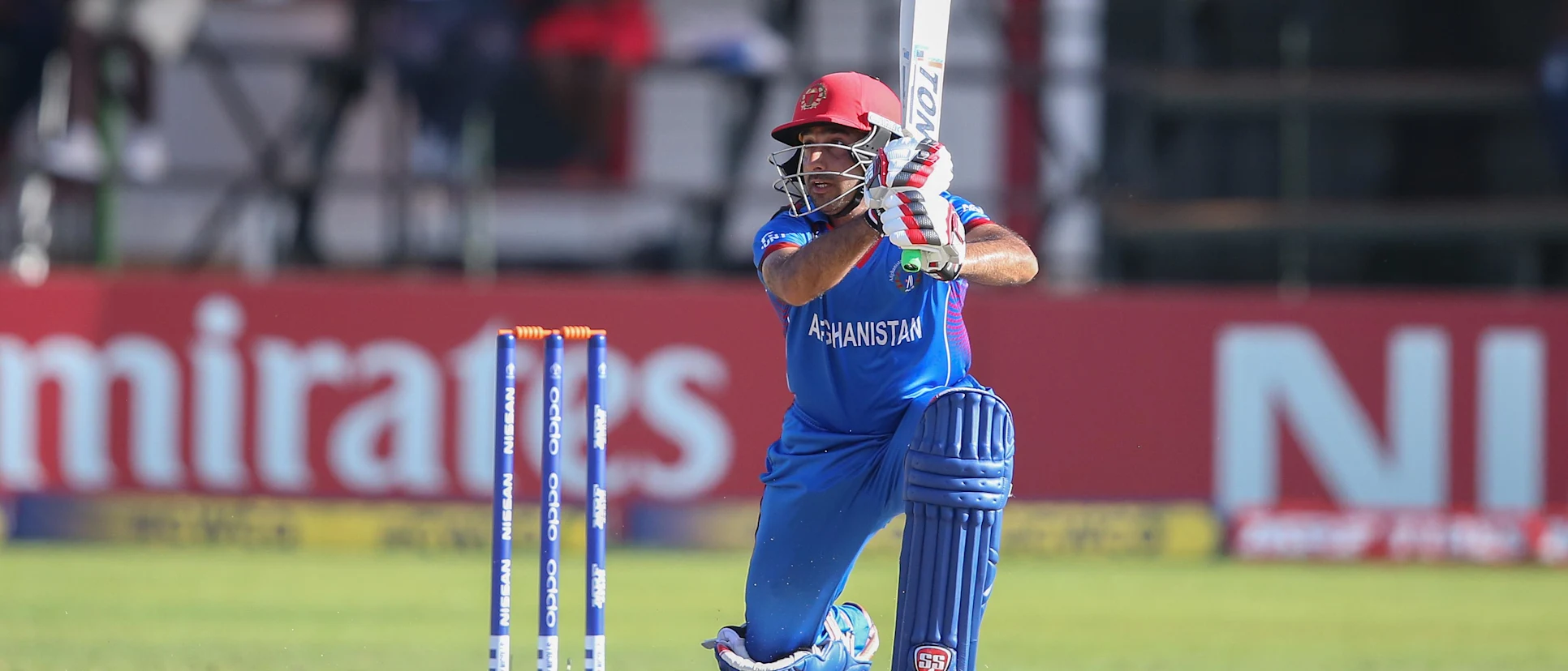 Logo of Asghar Stanikzai of Afghanistan scores runs during The ICC Cricket World Cup Qualifier between Ireland and Afghanistan at The Harare Sports Club on March 23, 2018 in Harare, Zimbabwe (©ICC).