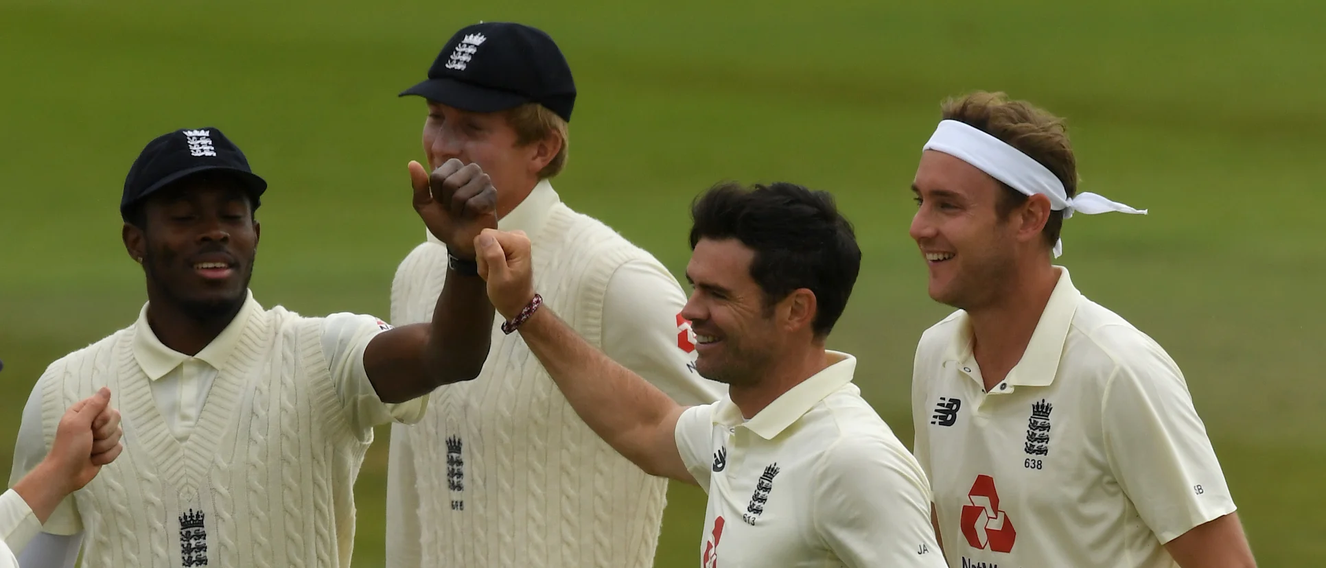 Logo of England players celebrate a breakthrough