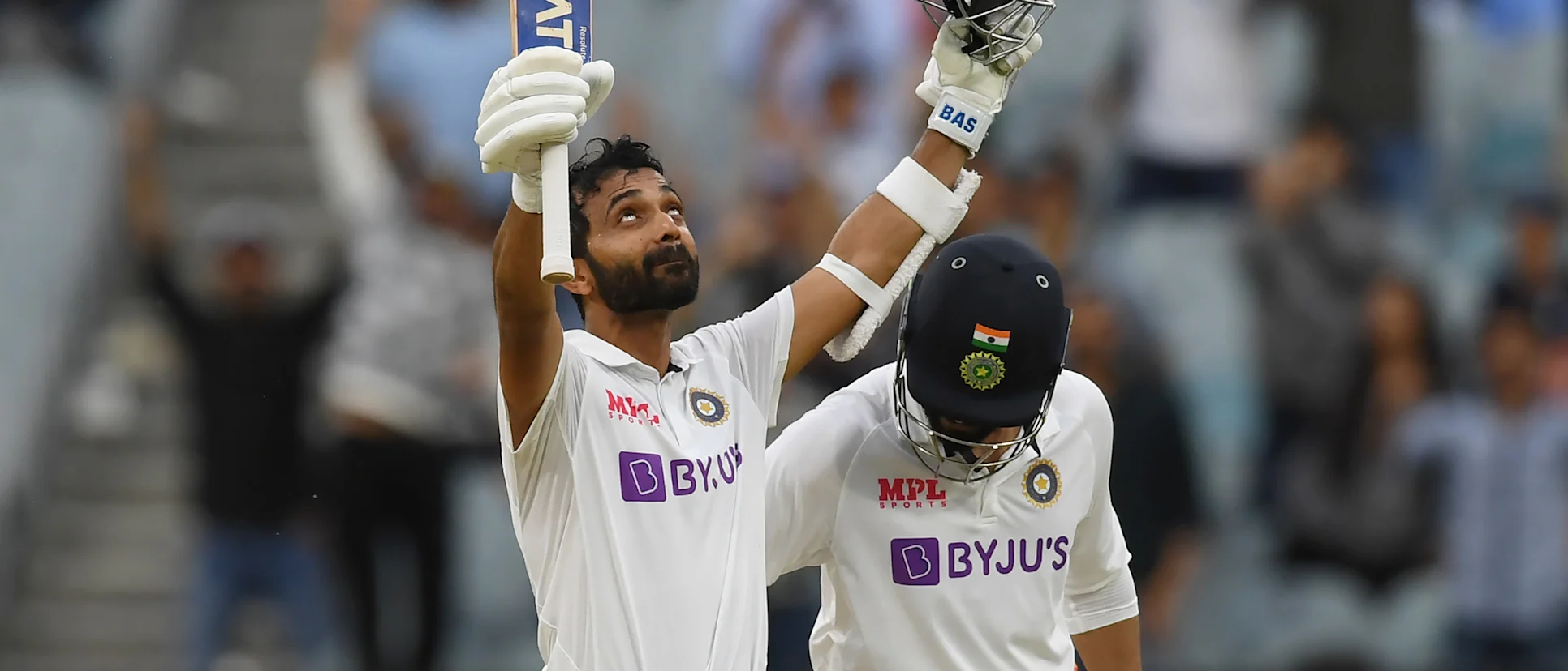 Logo of A captain's ton from Ajinkya Rahane.
