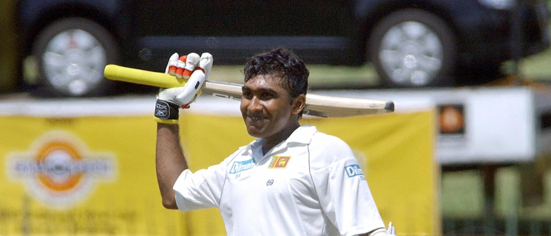 Logo of Jayawardene is all smiles after reaching his triple century en route his knock of 374