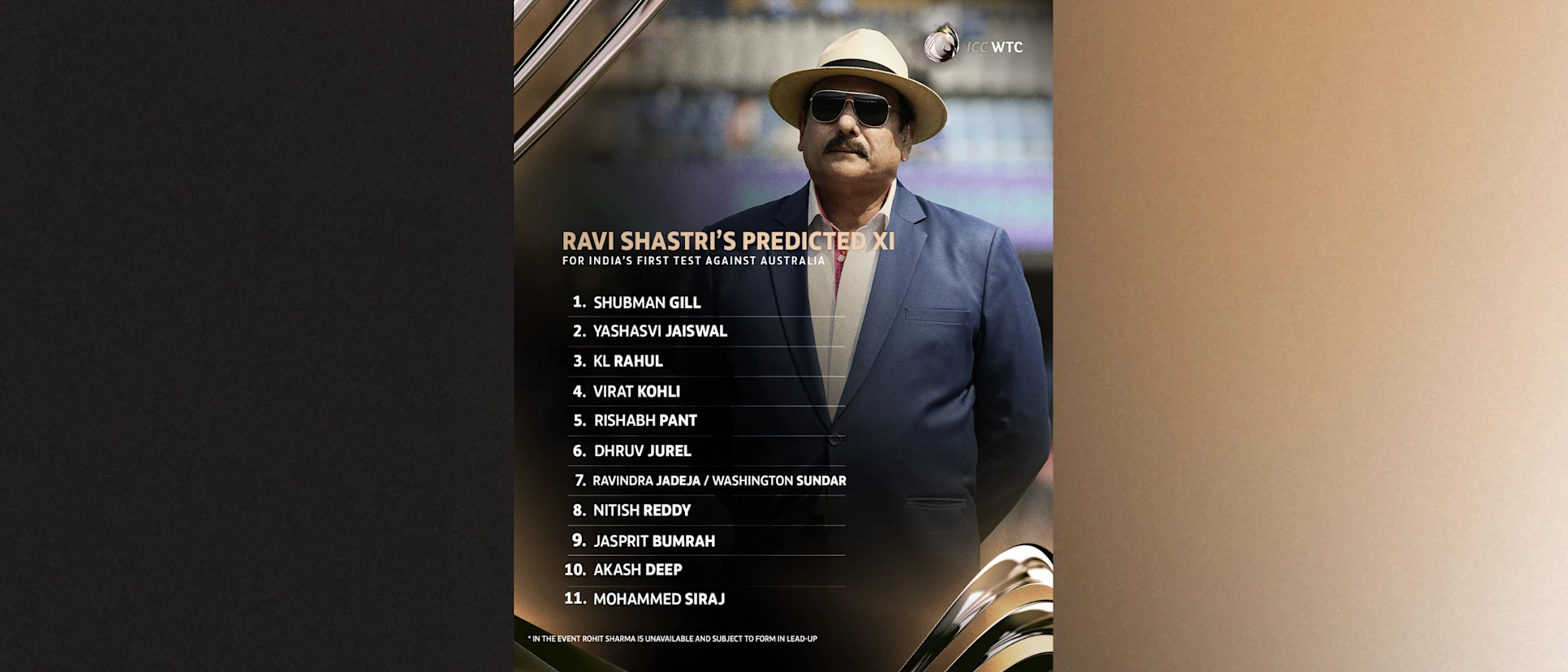 Logo of Shastri predicts India XI for first Test against Australia