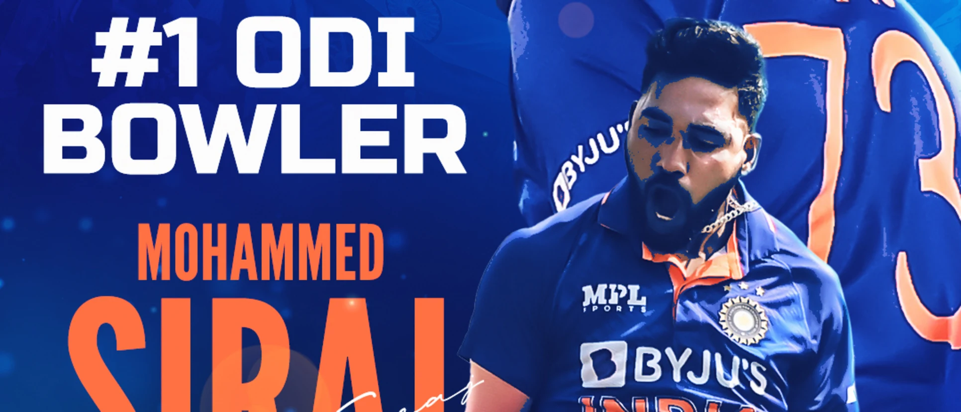 Logo of Mohammed Siraj was crowned the No.1 ODI bowler in January 2023