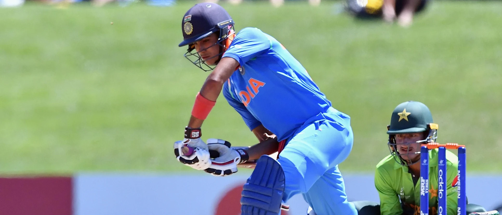 Shubman Gill of India blocks
