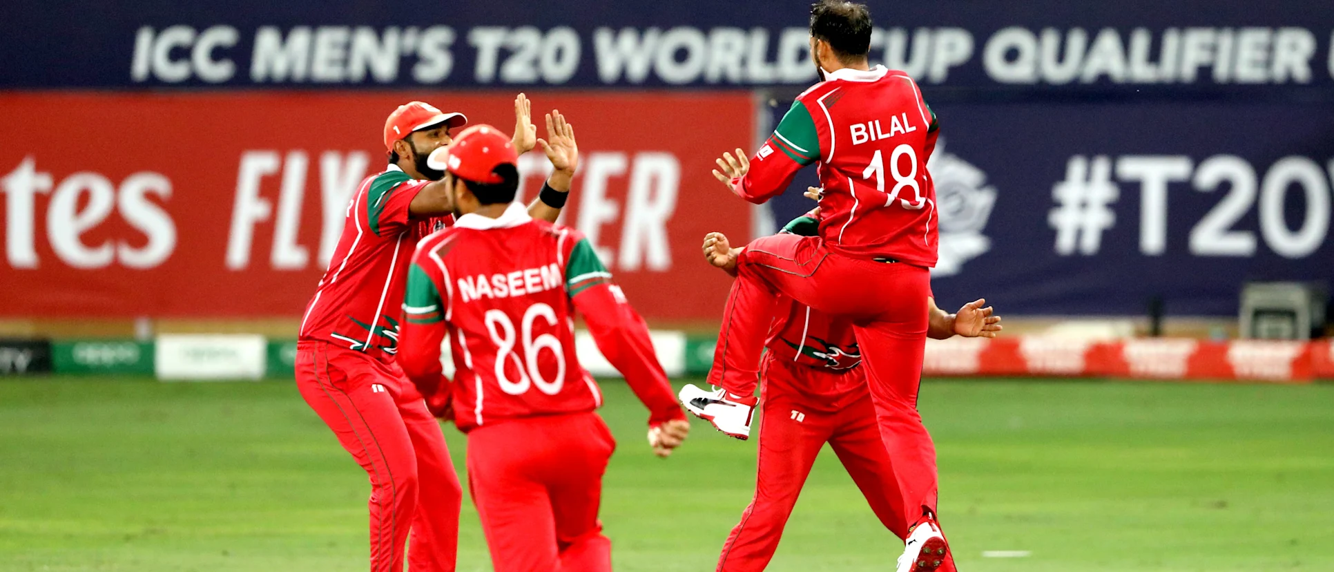 Logo of Bilal Khan celebrate wicket of Waqas Barkat-min