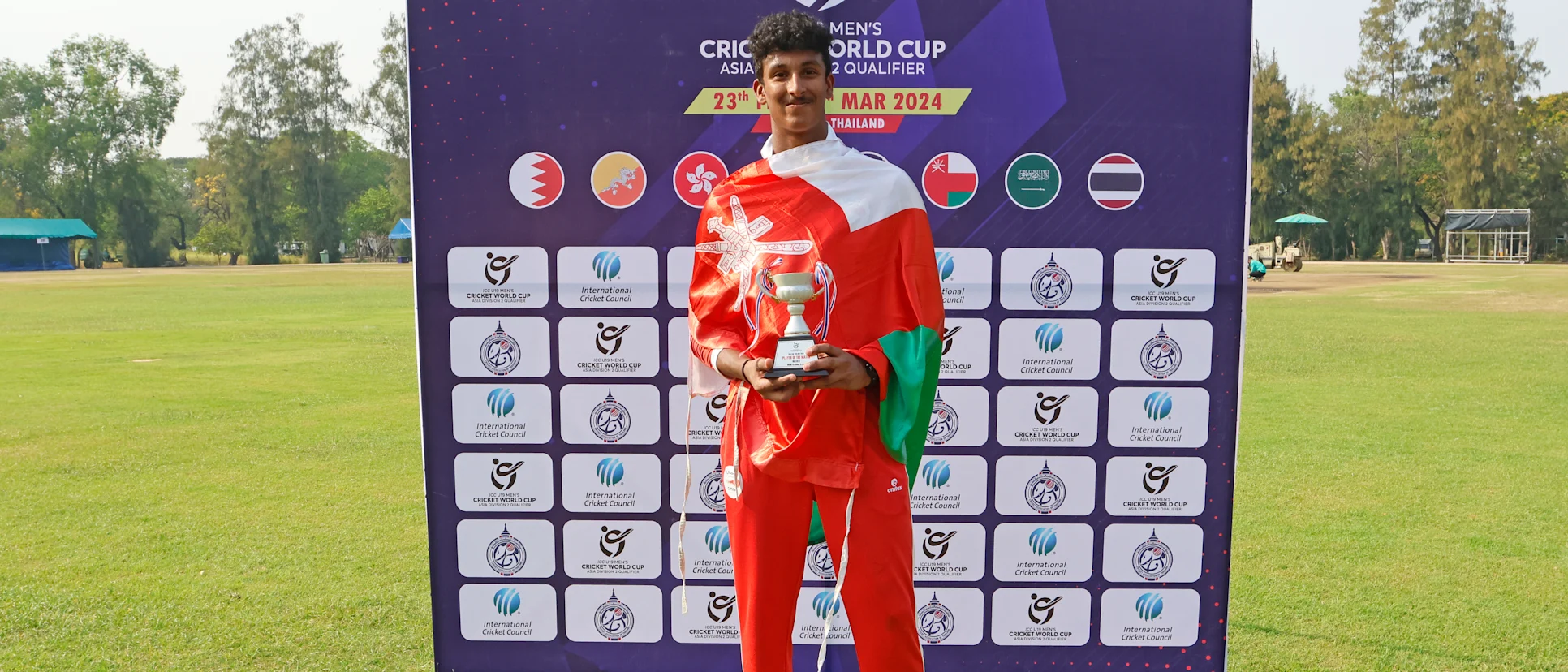 Logo of Oman went to the top of Group B ahead of Hong Kong China on net run-rate