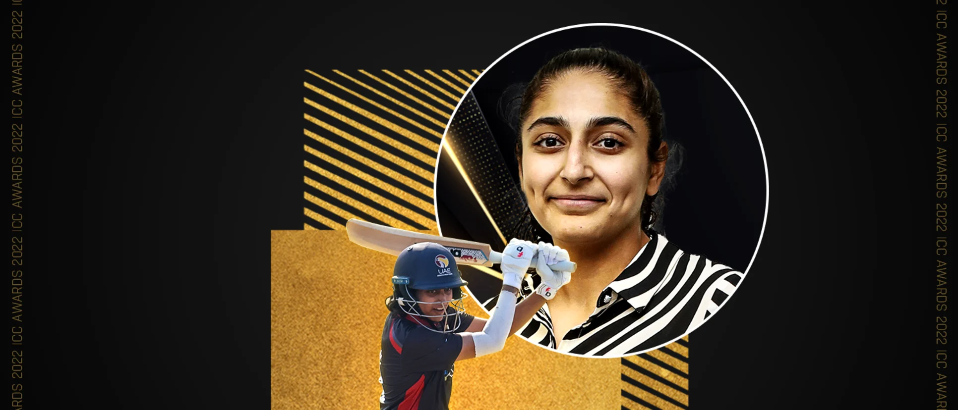 Logo of UAE's Esha Oza win the ICC Women's Associate Cricketer of the Year 2022