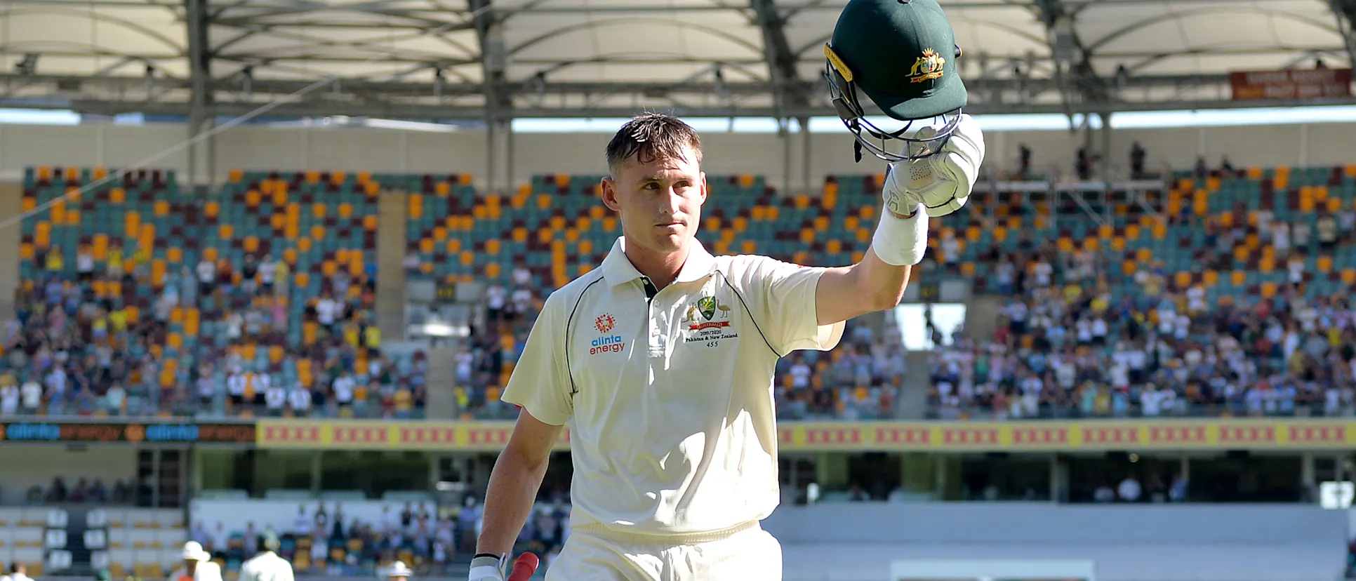 Logo of Marnus Labuschagne raised his maiden Test ton against Pakistan