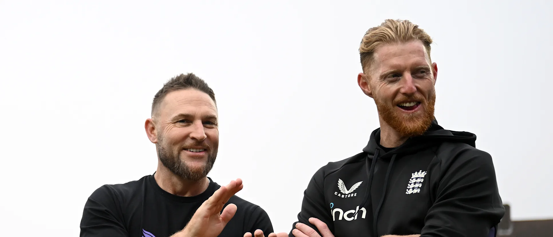 Logo of England's head coach Brendon McCullum along with Test captain Ben Stokes