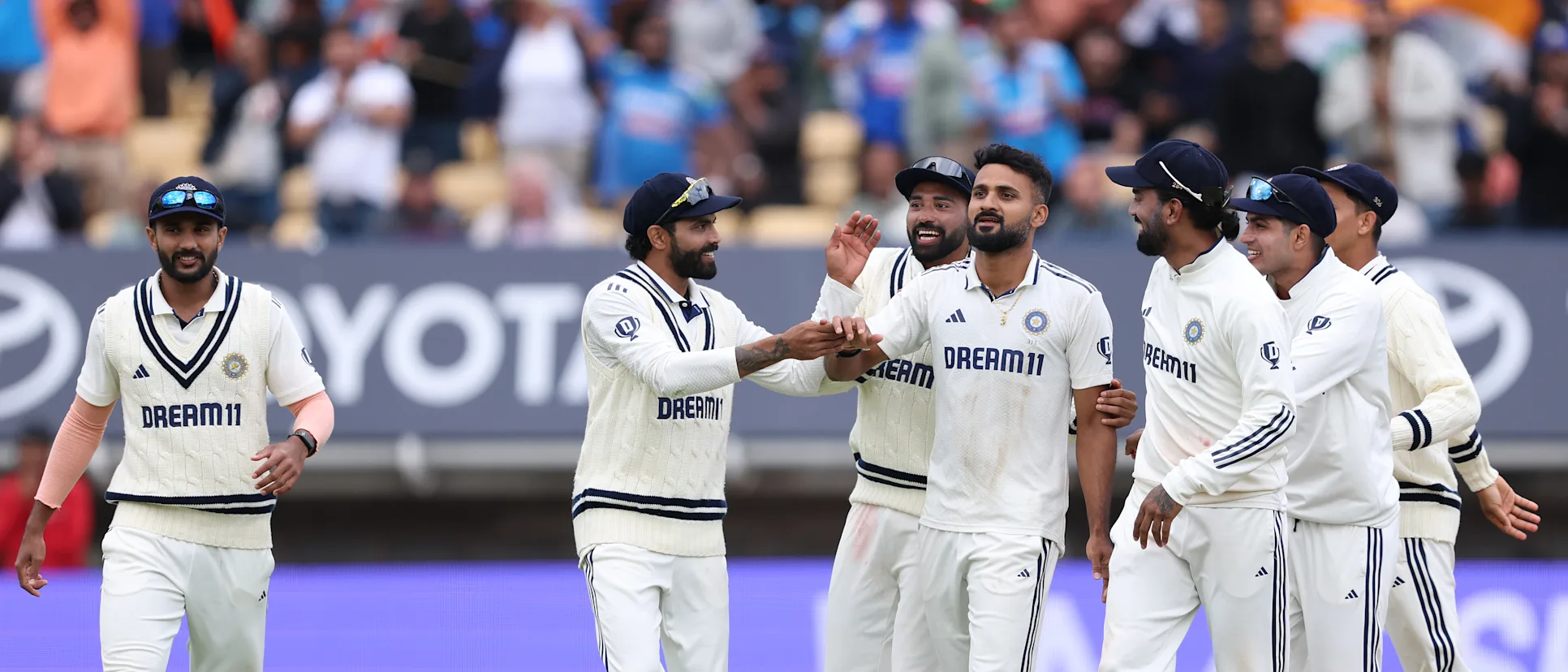India after winning the Edgbaston Test against England 