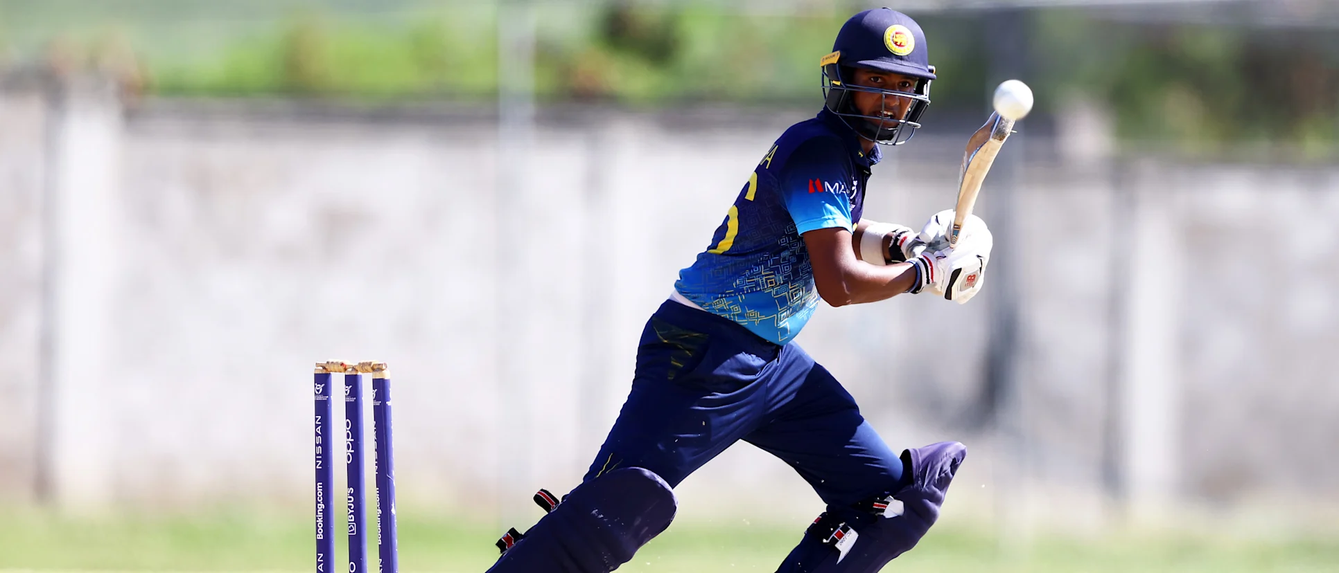 Sadisha Rajapaksa of Sri Lanka plays a shot during the ICC U19 Men's Cricket World Cup match between West Indies and Sri Lanka at Conaree Sports Club on January 21, 2022 in Basseterre, Saint Kitts and Nevis.