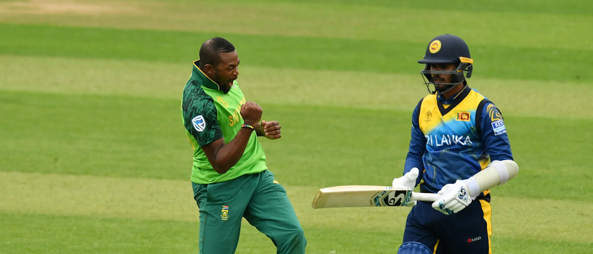 Logo of Andile Phehlukwayo celebrates a wicket vs South Africa.