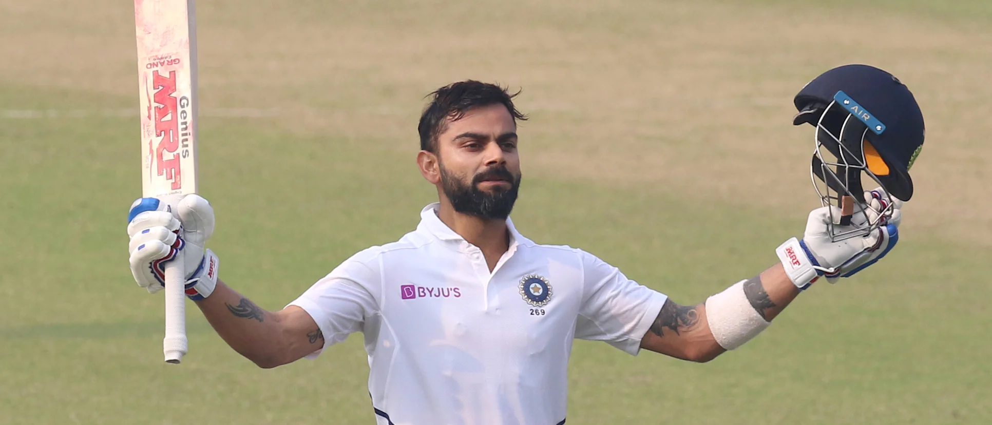 Logo of Kohli 100 in the pink ball Test