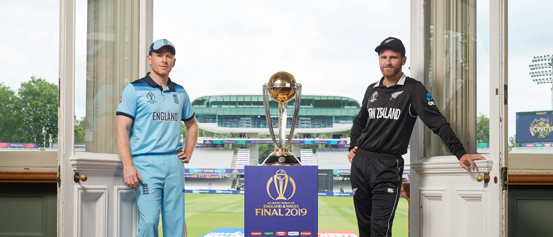 Logo of Which captain will lift the ICC Men's Cricket World Cup trophy on Sunday?