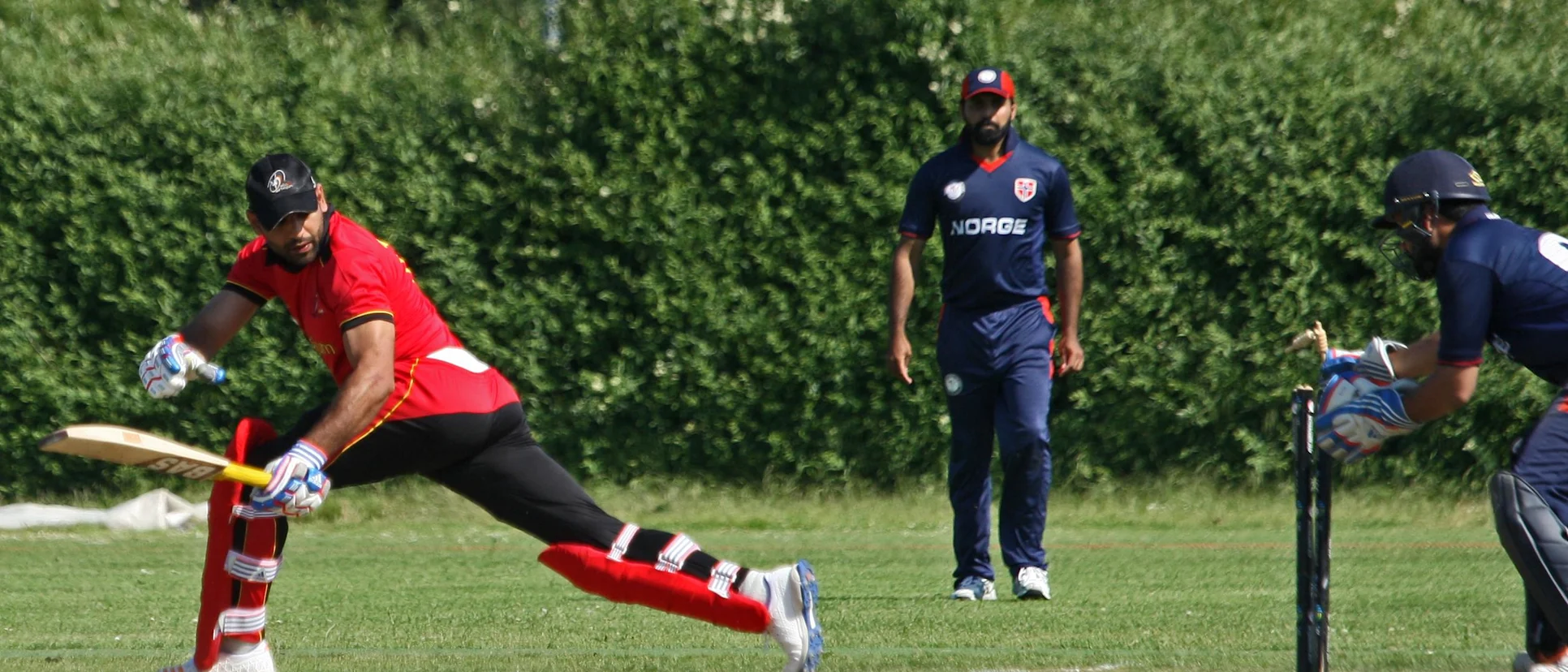 Logo of Shaheryar Butt is stumped by Ifthikar off Shahzad Umran and Norway have beaten Belgium at the ICC Europe Division 1 Tournament in The Netherlands