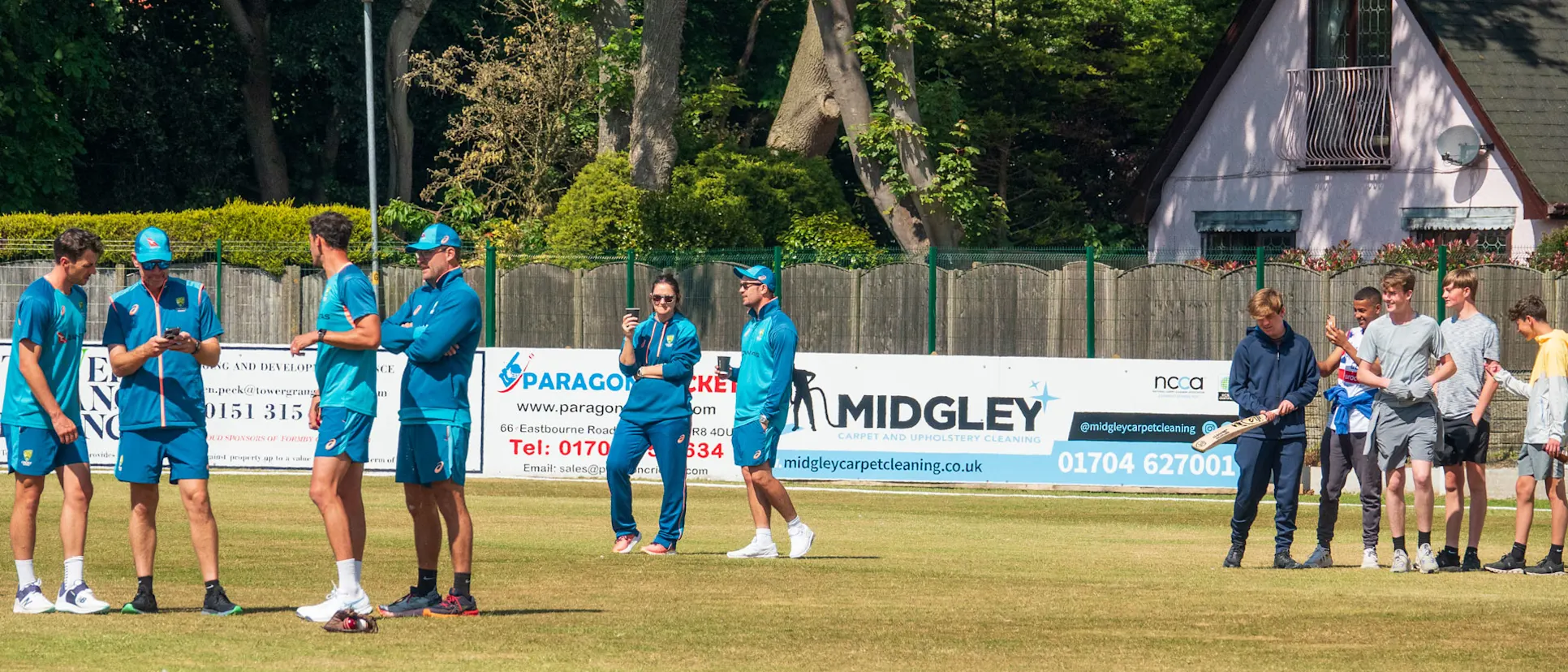 Logo of Excited locals watch Australia train at Formby Cricket Club // T.C.M Simpson