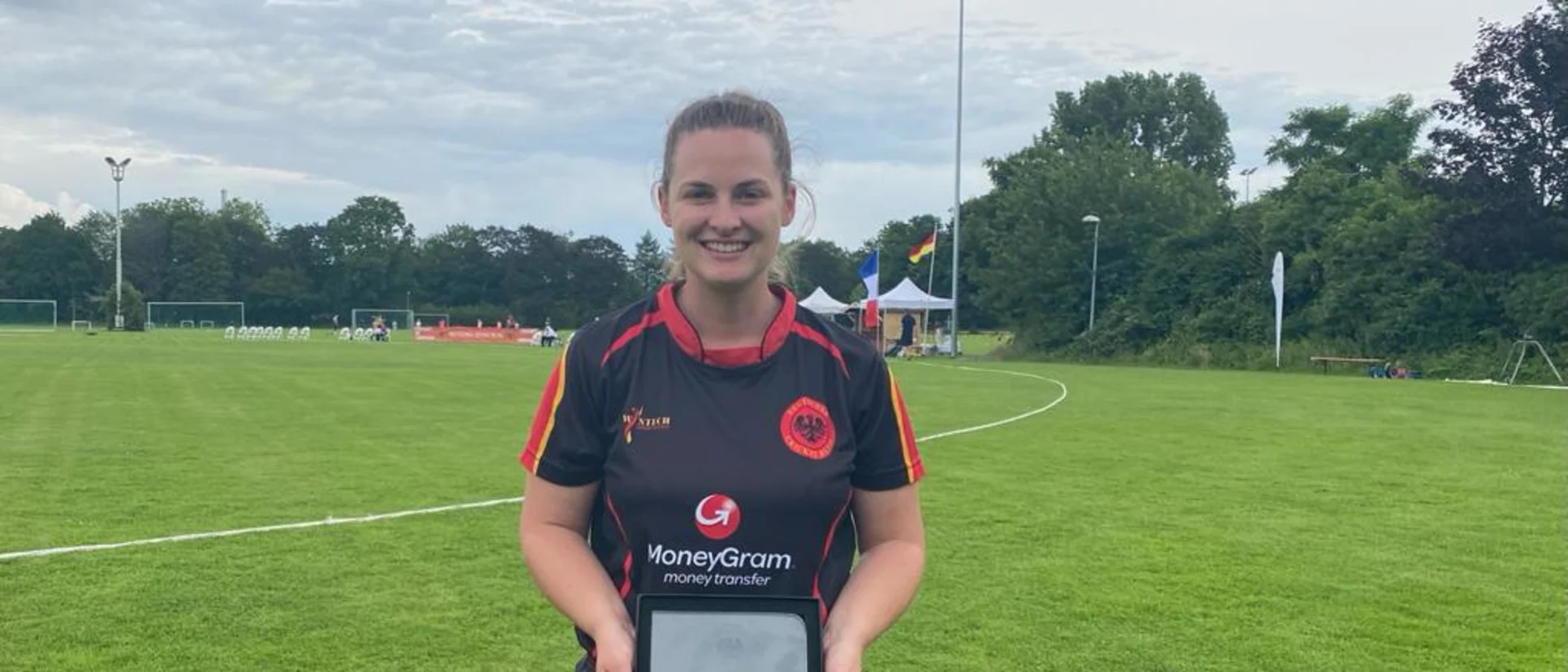Logo of Anna Healey received Player of the Match award in the 1st T20I for her 27-ball 29.