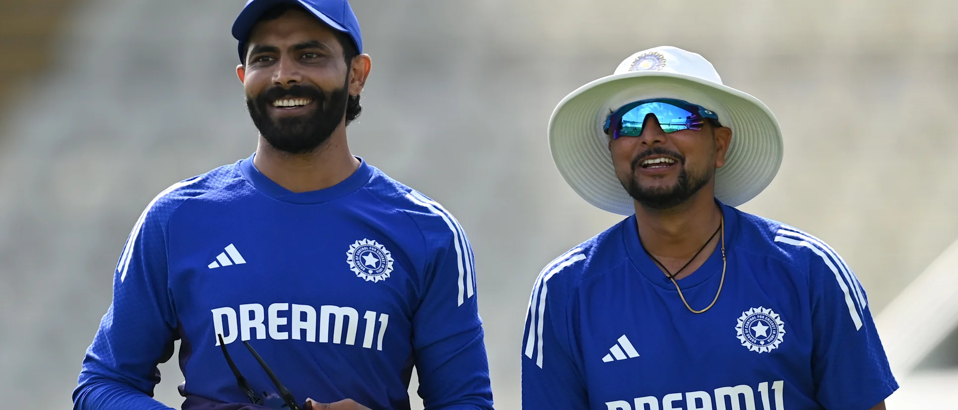 Ravindra Jadeja and Kuldeep Yadav practice before the second Test