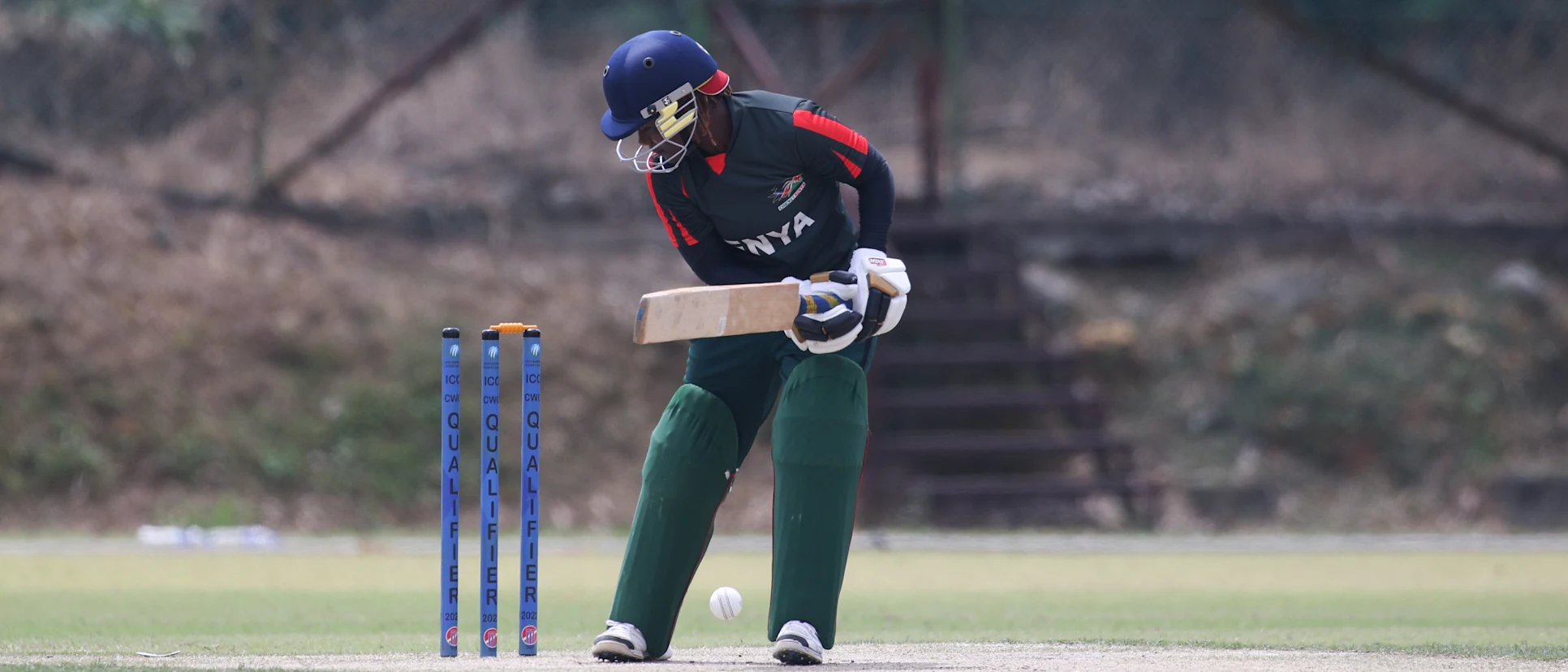 Queentor Aoko Abel of Kenya bowled out by Winifred Duraisingam