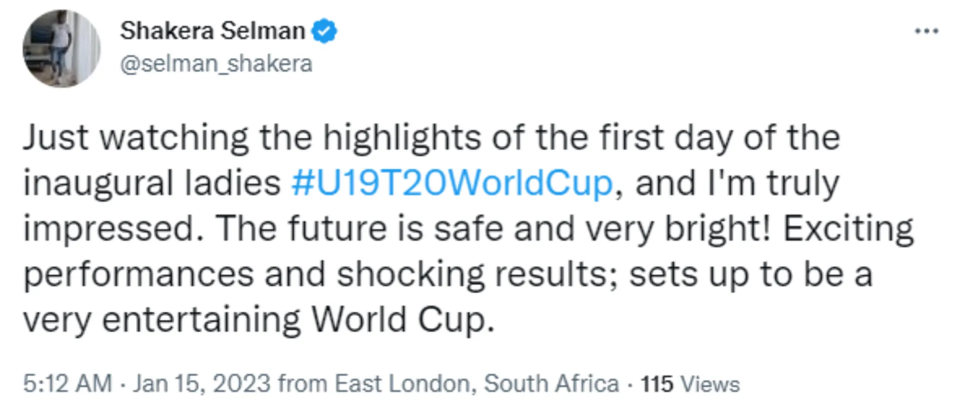 Logo of West Indies fast bowler Shakera Selman is excited for the game's future.