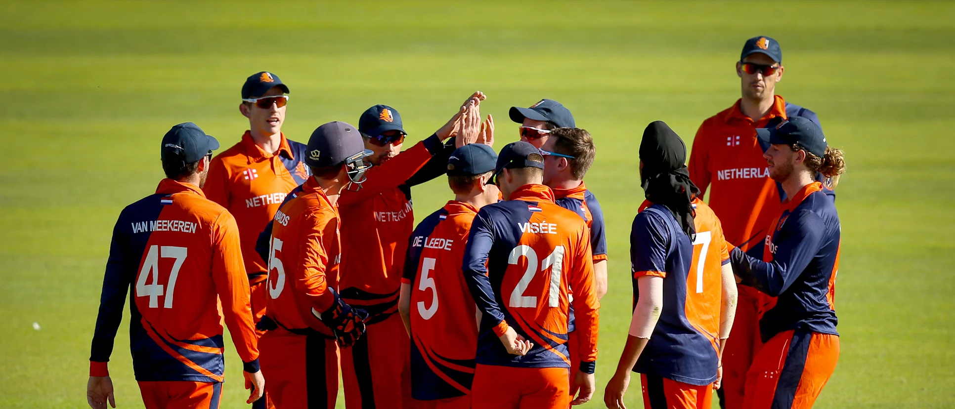 Logo of Netherlands claimed three wickets in the chase